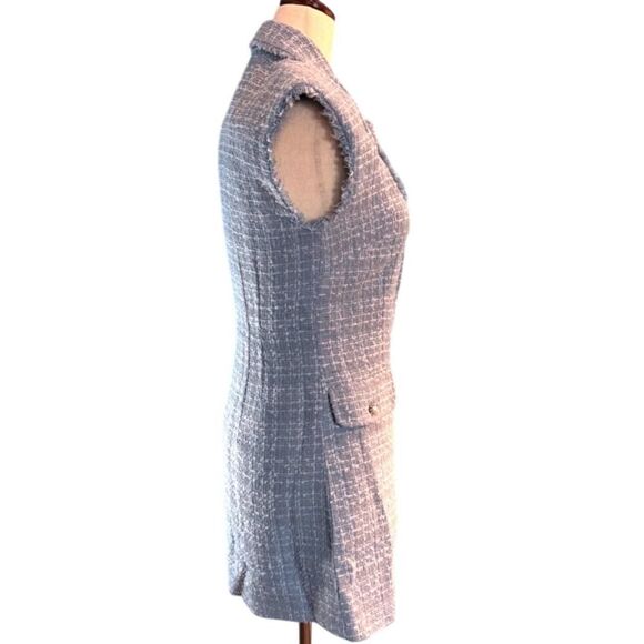 NWOT Maeve by ANTHROPOLOGIE Button Shirt Dress Tweed Light Blue Lined 2 Petite - Picture 4 of 12